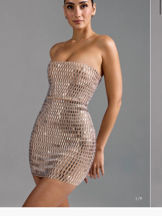Oh Polly Dresses & Skirts - Oh Polly Aurora Nude Embellished Mini Dress